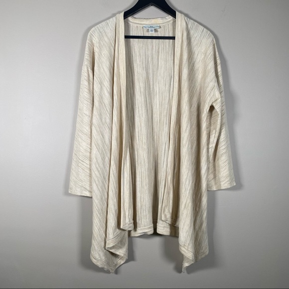 H by Halston Open Front Cascade Beige Cardigan L - Picture 7 of 7